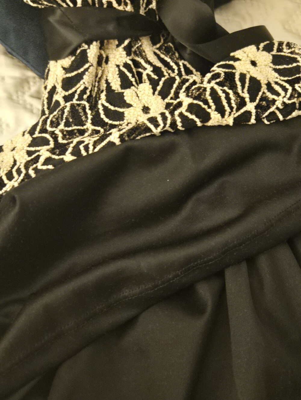 Black Dress with Gold Floral Embroidery